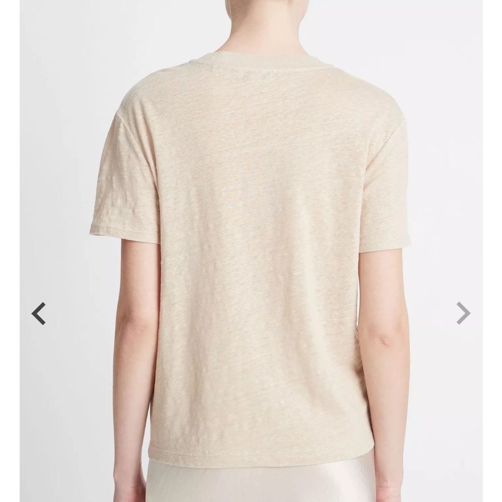 NWT Vince Slub Linen Drop Shoulder Crew Neck Tee White Oak Small Sold Out - Picture 4 of 4